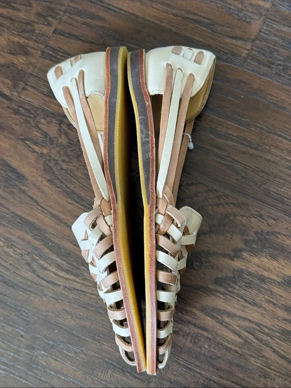 Nisolo New Cream & Tan Woven Leather Slip-Ons